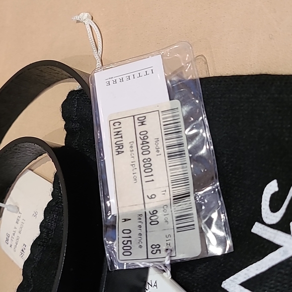 DOLCE AND GABBANA jeans Belt black leather with chrome signature logo buckle - Picture 4 of 9